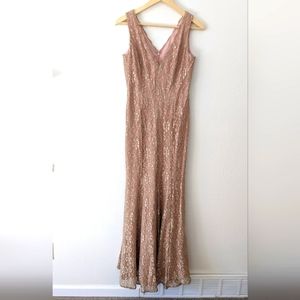 Eliza J sleeveless V-neck Mermaid Champagne Gown